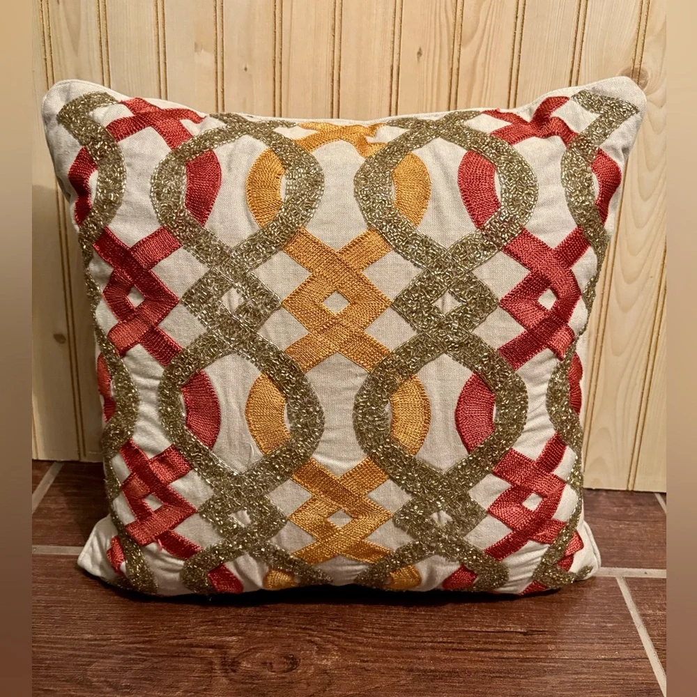 Pier One Heavily Beaded Autumn Pillow Pier One Fall